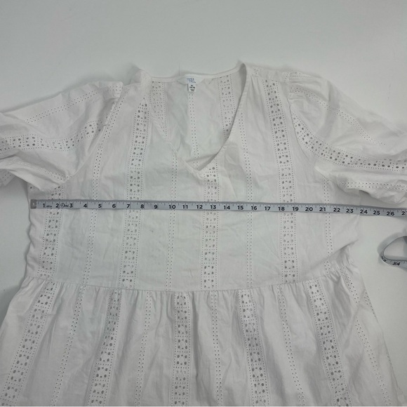 White Eyelet Cotton V-Neck Tiered Time & Tru Cottagecore Dress XL 16/18 - Picture 7 of 9